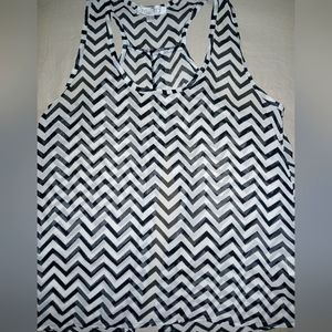 Toska • Sheer Chevron Print Racerback Tank Top (S)